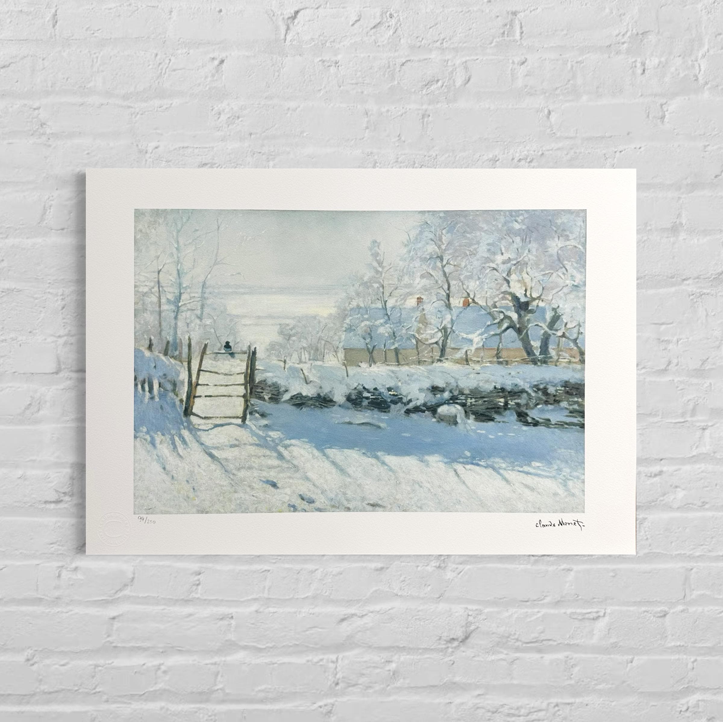 Genummerde editie Claude Monet," le pie " sneeuw landschap - Certificaat - kunstdecoratie - unieke kunst lithograph after